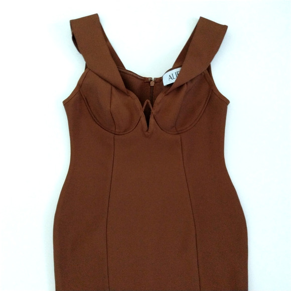 Alieva Off the Shoulder Bandage Dress Size XXL Brown Stretch Built in Bra 2XL - Picture 3 of 8